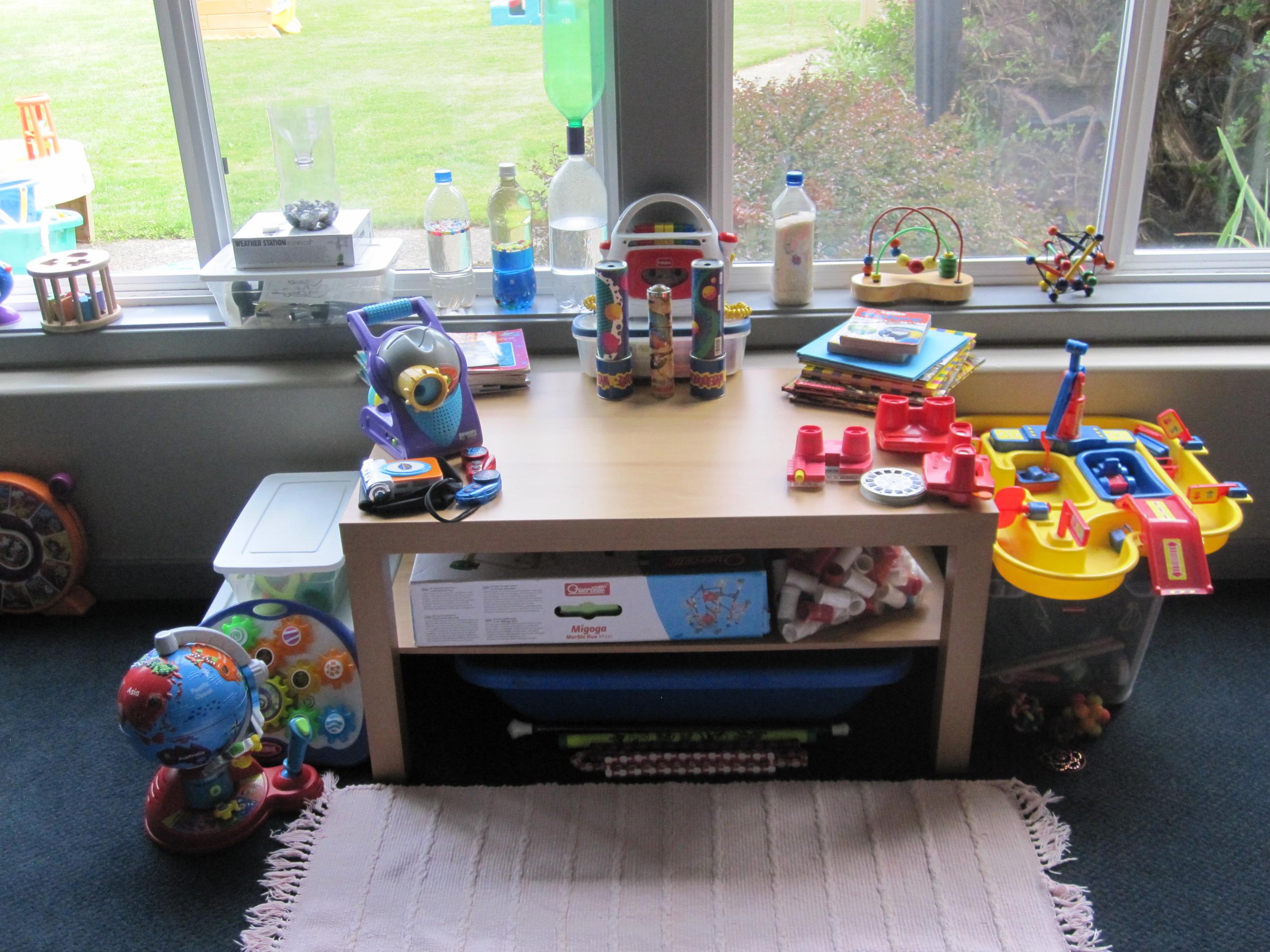 Discovery table with science/sensory activities
